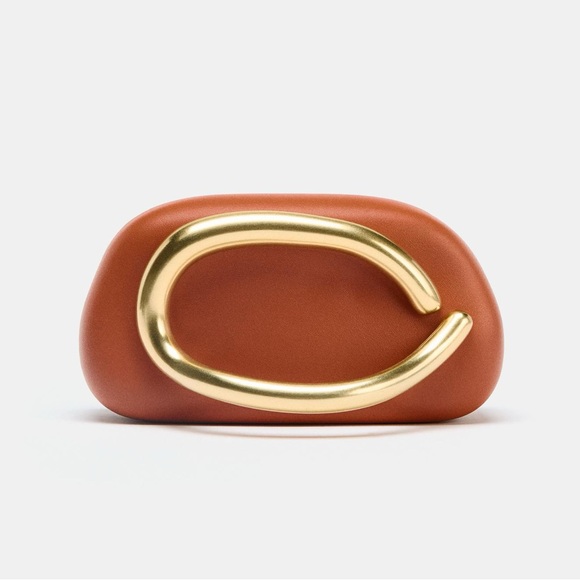 Zara Handbags - Zara Gold Clasp Box Bag/  Clutch Orange NWT